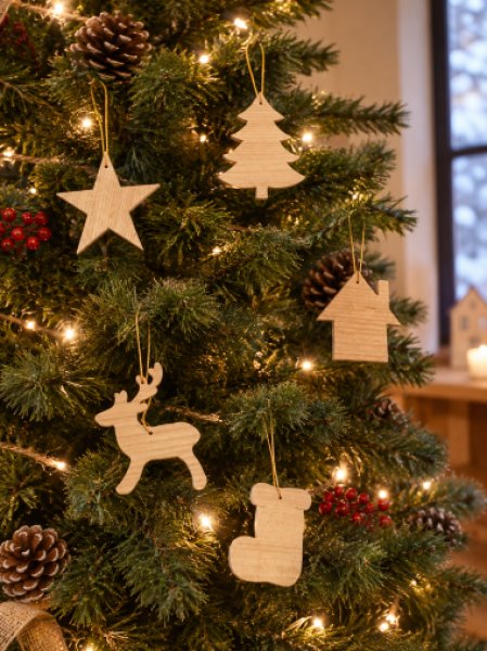 画像1: クリスマスオーナメント　青森ヒバ製 (1)